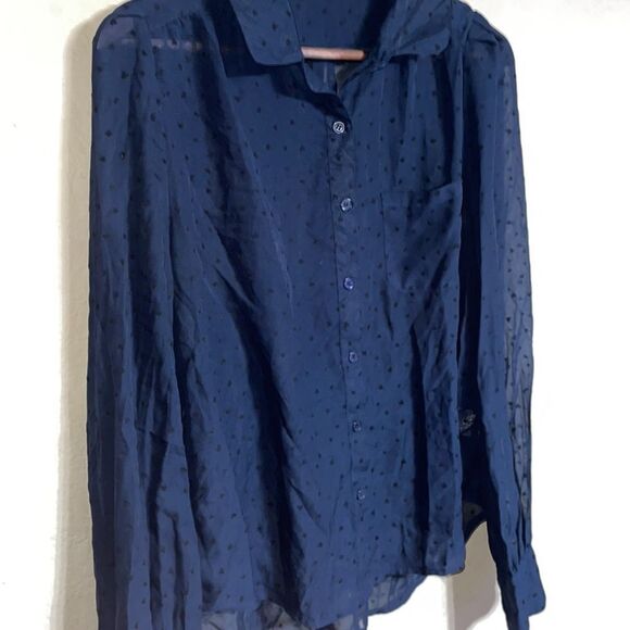 Ark & Co. Longsleeve Collared Blouse Heart Polka Dot - Picture 9 of 13